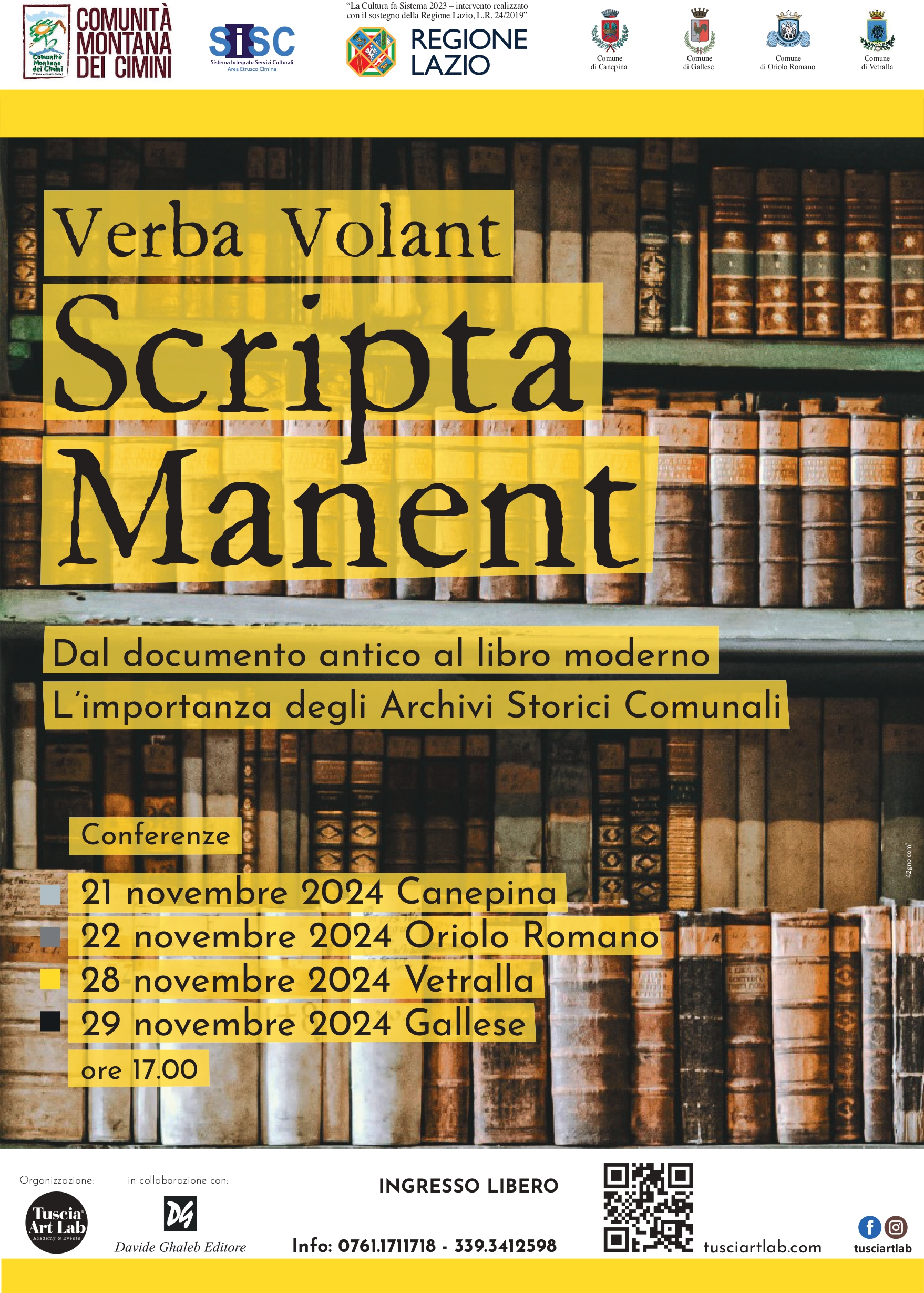 VERBA VOLANT, SCRIPTA MANENT: ciclo di conferenze storiche