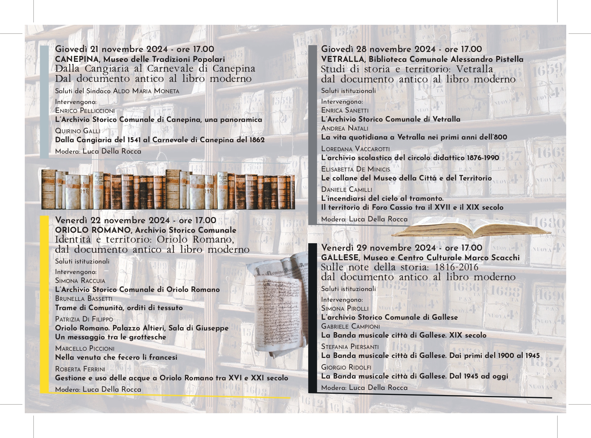 VERBA VOLANT, SCRIPTA MANENT: ciclo di conferenze storiche